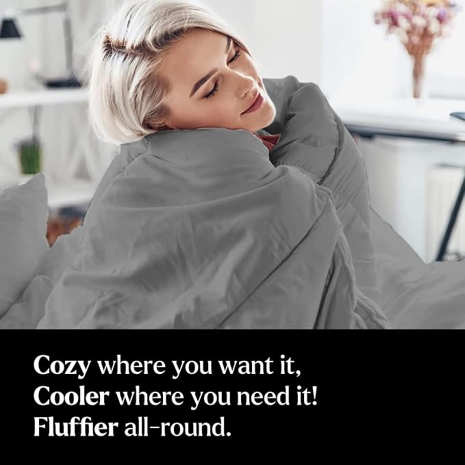 Miracle Made All-Season Duvet Insert Comforter – Silver-Treated Breathable Cotton Fabric, Pet Hair Resistant, Cool-to-The-Touch Bedding – Fits Full/Queen Bed Cover, Stone