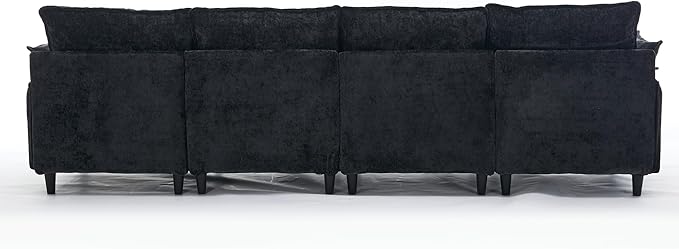 121-Inch U-Shaped Sectional Cloud Sofa Oversized Modular 6 Seaters Sofa Couch with 2 Ottoman Chaise and Pillow Armrest, Chenille Upholstered Convertible Cloud Couch