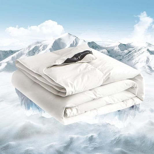 Royoliving Premium Lightweight Feathers Down Duvet Insert Comforter California King Size Summer Cooling Blanket White, 100% Cotton Cover with Coner Tabs (108x98, 45 oz)