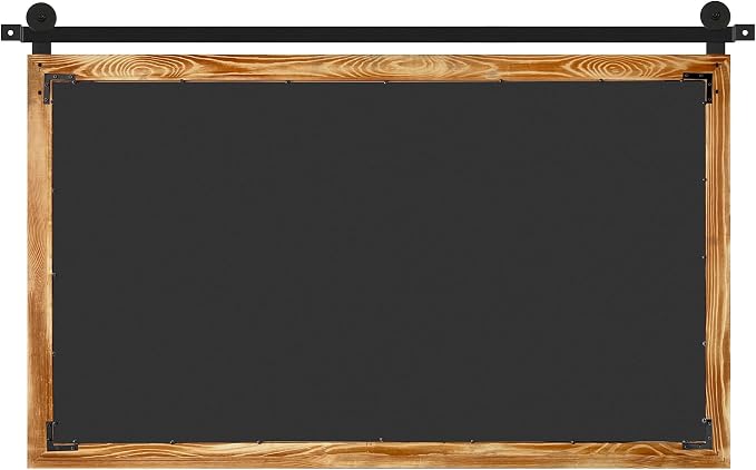 COGOOD Farmhouse Bathroom Mirror - 49 x 30 Rustic Wood Framed Wall Barn Door Mirror for Entryway, Living Room, Entryway Wall Decor (Brown) - Image 8