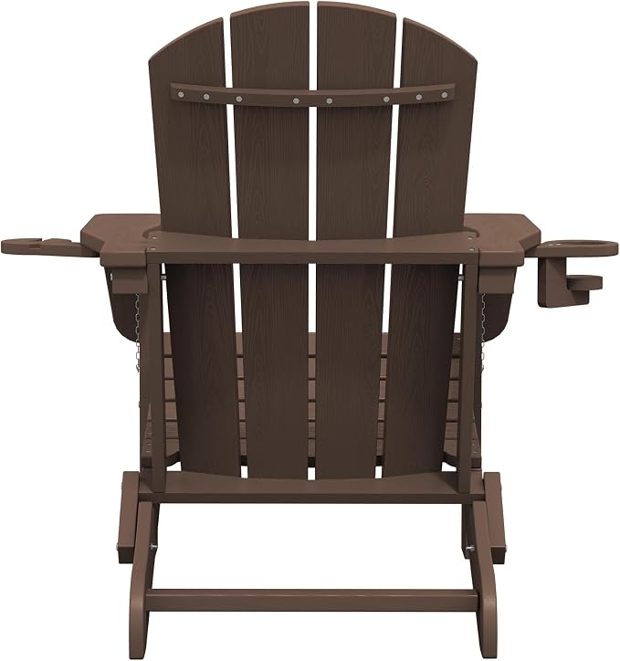 SERWALL Adirondack Chair with Cup Holders - Composite Adirondack Chairs Set of 4 HDPE Outdoor Chairs All Weather Use- Coffee - Image 12