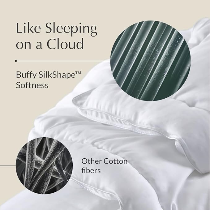 Buffy Cloud Cooling Comforter Queen/Full- White Comforter Queen for Hot Sleepers, Machine Washable Lightweight Fluffy All-Season Temperature-Regulating Eucalyptus Lyocell Duvet Insert