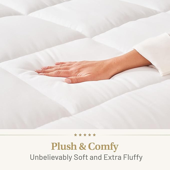 Lavish Comforts® Down Alternative Oversized Queen Comforter - Extra Fluffy Duvet Insert, Hotel Queen, Puffy Thick All Season Premium Cooling Comforter - White 102x86