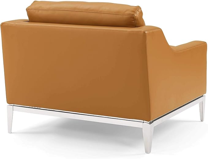 Modway Harness Stainless Steel Base Leather Armchair, Tan