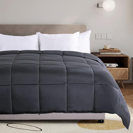 NEXHOME PRO Organic Natural Viscose from Bamboo Cooling Comforter King, Lightweight Duvet Insert, Summer Blanket, Bedding Down Alternative Cool Comforters for Hot Sleepers, Dark Grey 90" x 108"