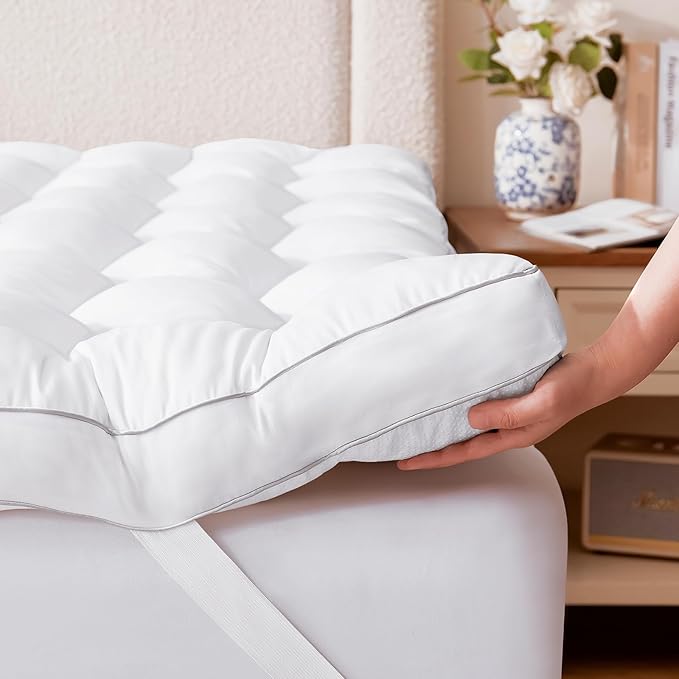 Decroom 3 Inch Memory Foam Mattress Topper Queen for Back Pain Relief, Filled with Breathable Memory Foam Pillow Topper Soft Fluffy Supportive Bed Mattress Pad, 80x60x3 in