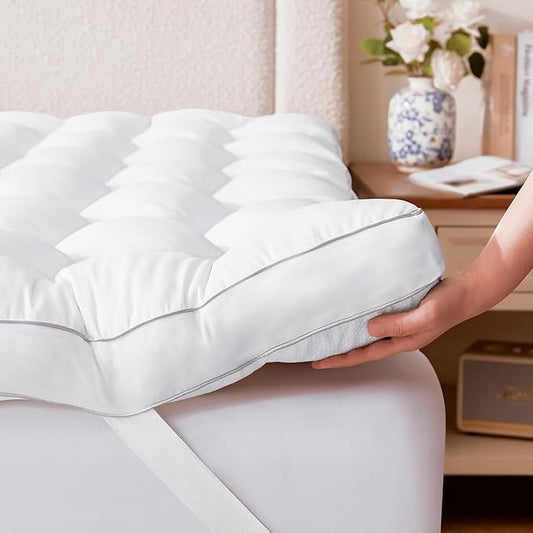 Decroom 3 Inch Memory Foam Mattress Topper Queen for Back Pain Relief, Filled with Breathable Memory Foam Pillow Topper Soft Fluffy Supportive Bed Mattress Pad, 80x60x3 in