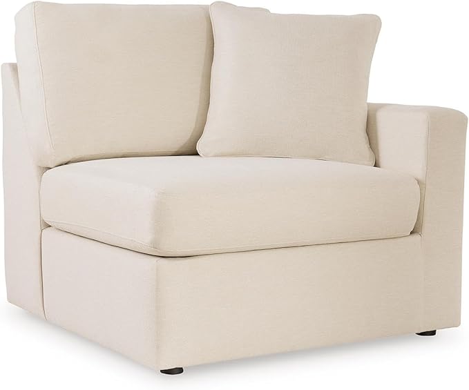 Signature Design by Ashley Modmax Stain Resistant Minimalist Modular Anti Sag Left-Arm Facing 4-Piece Sectional with Chaise, Loose Reversible Cushions and 2 Accent Pillows, White