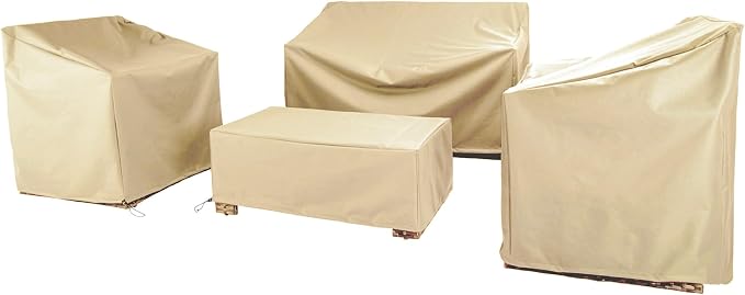 Patio Furniture Covers,Outdoor Furniture Cover Waterproof,Patio Furniture Set Covers for 4 Piece Outdoor Conversation Set,Patio Covers Set (Beige) by BANER+GARDEN