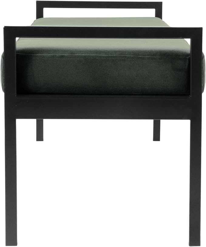 HomePop Modern Velvet Metal Bench| Modern Bench with Metal Leg | Bench for Living Room & Bedroom | Decorative Home Furniture - Loden Green Velvet - Image 8