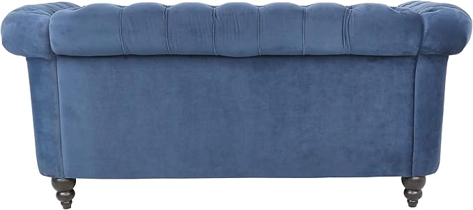LEVNARY Velvet Sofa, Chesterfield Tufted Upholstered 2 Seater Couch, Modern Loveseat Couch Classic Furniture for Living Room Bedroom (Blue)