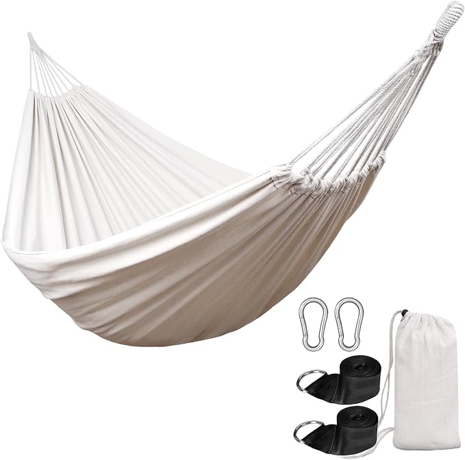 ANYOO Cotton Hammocks Portable Hammock with Tree Straps Easy Setup Indoor/Outdoor Hanging Bed 550lb Capacity Perfect for Backyard Camping Travel by Anyoo