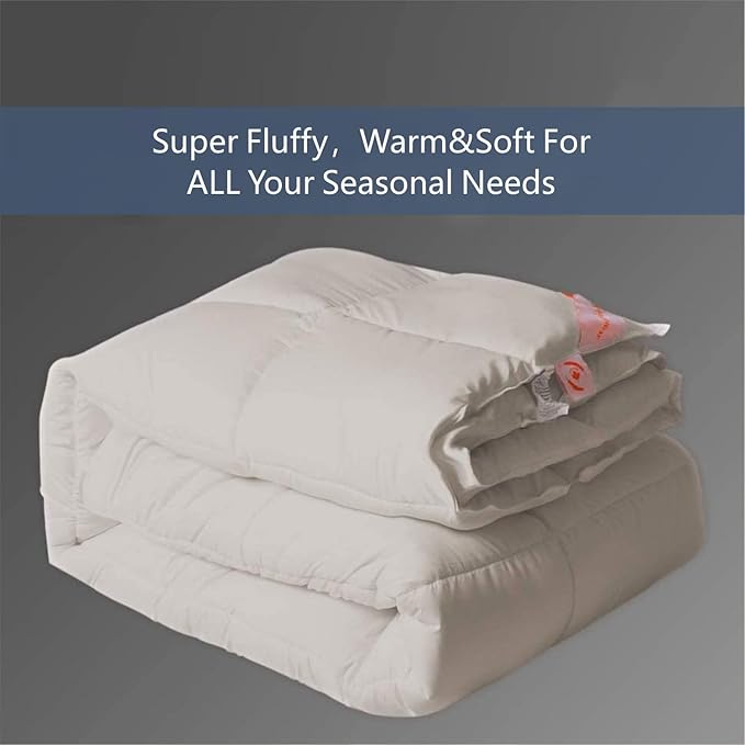 MAPLE DOWN Soft Full Size Comforter Duvet Insert-Down Alternative Comforter with Corner Tabs-Lightweight Fluffy Breathable Machine Washable (Light Brown, 82"x86")