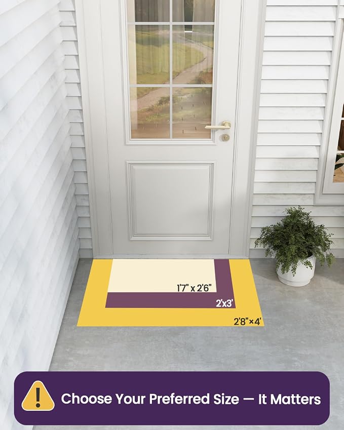 DEXI Front Door Mat Outside Entrance Rubber 19x30, Welcome Floor Doormat Heavy Duty Non Slip, Dirt Trapper Waterproof Exterior Entry Mats All Weather for Patio Entryway Drainage, Blue - Image 2