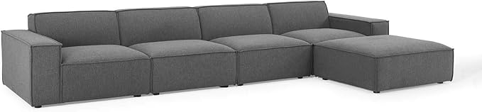 Modway Restore 5-Piece Upholstered Sectional Sofa in Charcoal