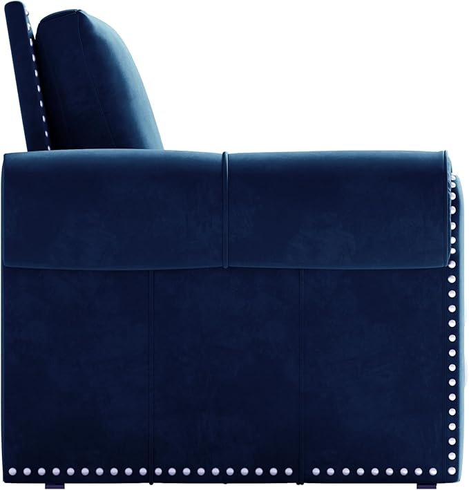 Eafurn 93.7" King Size Pull Out Sofa Bed, 3-in-1 Convertible Sleeper Sofa Couch Bed with Nailhead Decor and Rolled Arms, Velvet Oversized Chesterfield Loveseat Chaise Lounge