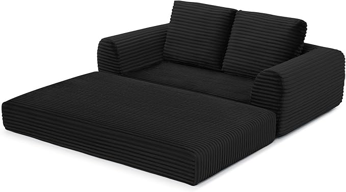 Foldable Boneless Love Seat Couches in a Box, Modern Floor Foam Sleeper Sofa Bed 2-in-1 Convertible Cloud Sofa for Home Apartments Bedroom