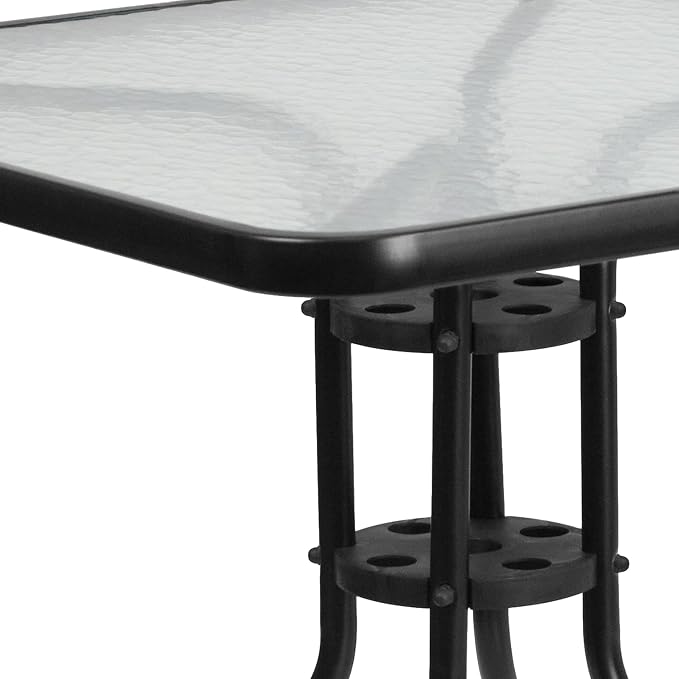 Flash Furniture Barker 31.5" Square Indoor/Outdoor Tempered Glass Metal Frame Side Table - Image 6