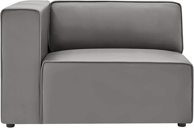 Modway Mingle Vegan Leather Sectional Sofa Left-Arm Chair in Gray
