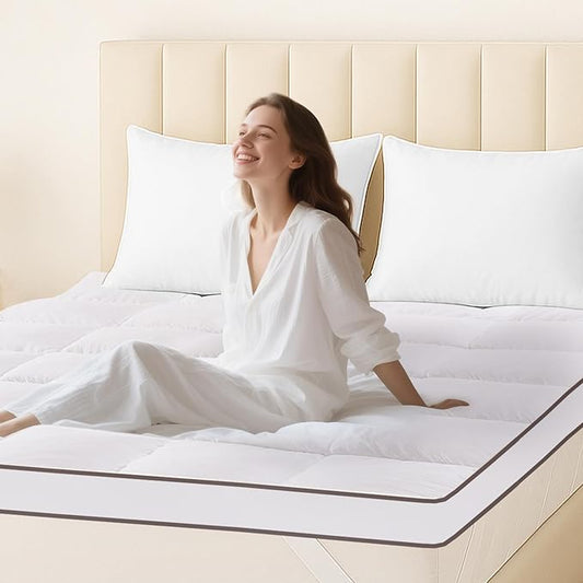 Memory Foam King Mattress Topper, Bed Topper with 3 Inch Extra Thick Shredded Foam, 100% Cotton Mattress Pad Cover, Breathable & Skin-Friendly King Size Mattress Topper with Anchor Straps