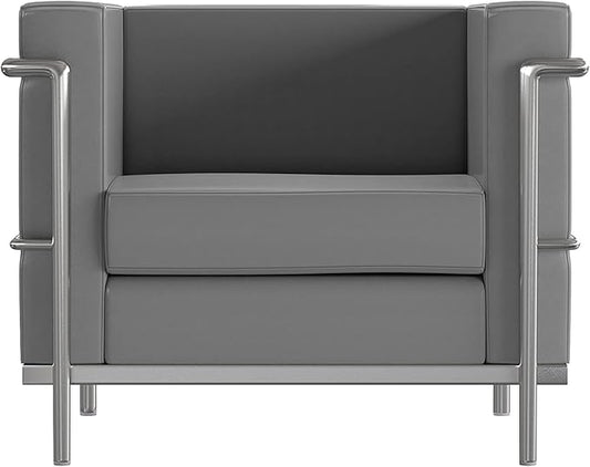 Flash Furniture Hercules Regal Series Contemporary Gray LeatherSoft Chair with Encasing Frame