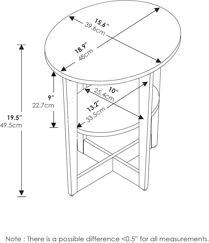 Furinno JAYA Side Table Set of 2, 2-Tier Round Modern End Table with Oval Tabletop, Night Stand, Bedside Table with Open Shelf, for Living Room, Bedroom, White - Image 3