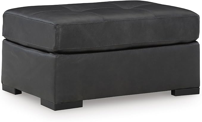 Signature Design by Ashley Brindley Pier Contemporary Tufted Leather Match Oversized Accent Ottoman, Black