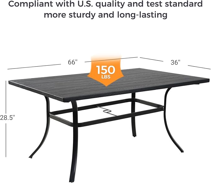 Grand patio 7-Piece Outdoor Dining Set, 6 Leather-Look Wicker Swivel Patio Chairs & 1 Rectangular Dining Table, Black - Image 5