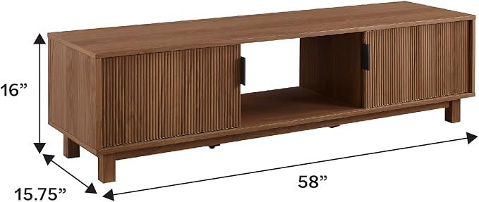 Walker Edison Arundo Fluted TV Stand for TVs up to 65 Inches, 58" TV Stand, Mocha - Image 3