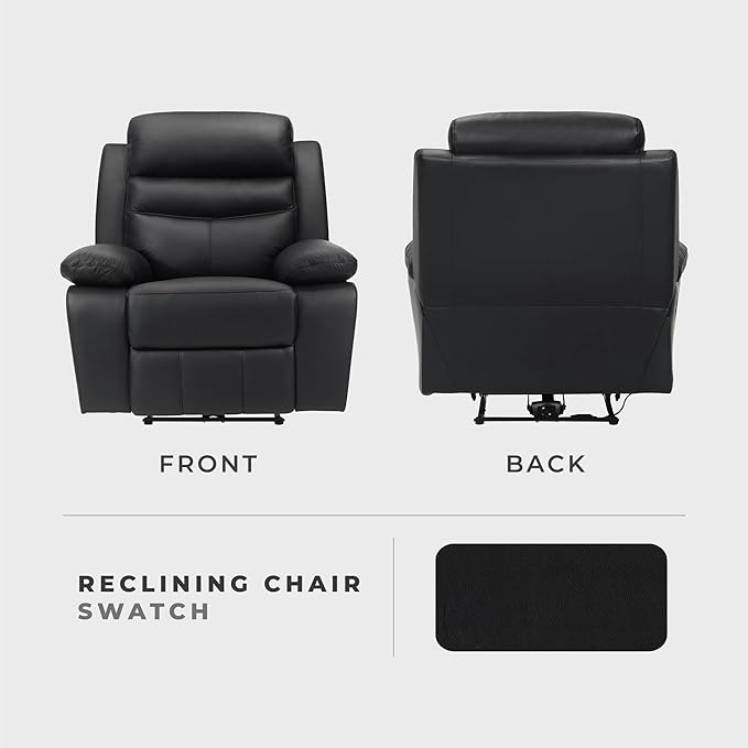 Lexicon Recliner Chair Living Room Leather Match Reclining Sofa Chair, Home Theater Seating, Wall Hugger Recliner, Power Recliner Sofa Chair for Living Room/Office/Apartment, Black