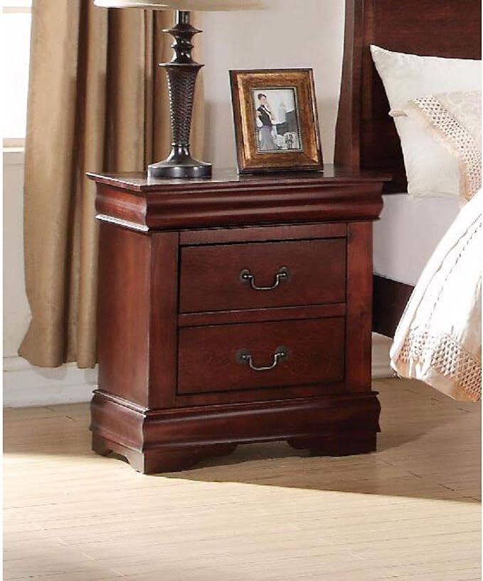 Bedroom Nightstands - Wooden Night Stands with 2 Drawers for Home Bedside End Table Large Storage Furniture (Cherry) by Goujxcy