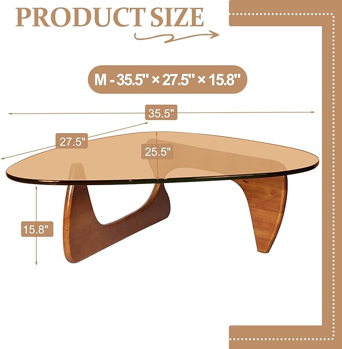 Mid Century Modern Coffee Table, Small Coffee Tables, Abstract Oval Coffee Tables for Bedroom Reception Office, Rustic Unique Center Table with Wood Legs 1