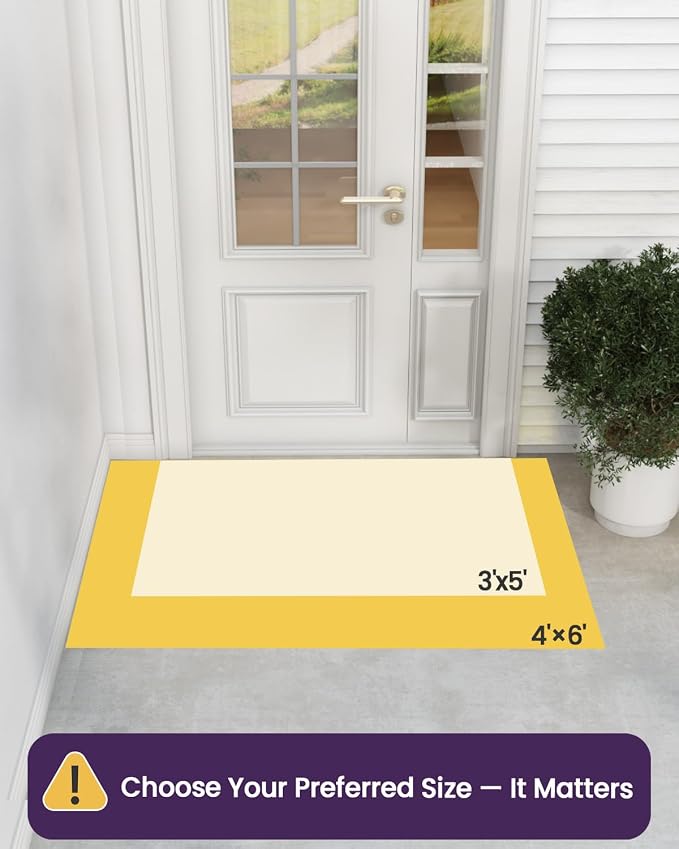 DEXI Front Door Mat Outside Entrance, 3x5 ft Rubber Entry Doormat Heavy Duty, Non Slip Welcome Mats for Inside House Floor Entryway Exterior Patio, Welcome Grey - Image 2