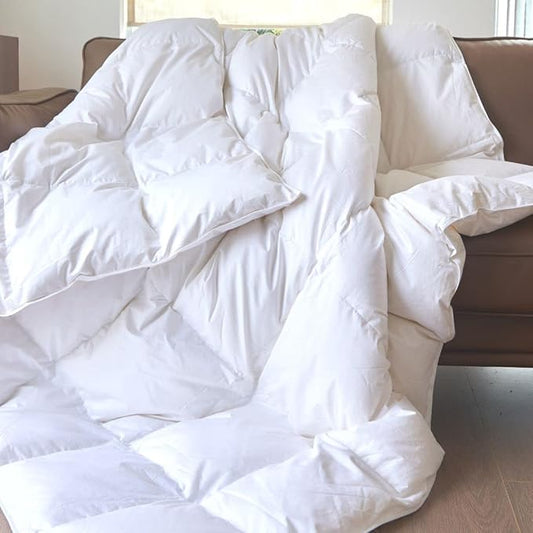 Royal Elite Luxurious Goose Feather Down Comforter King Size-Made in Canada White Goose Feather Down Duvet Insert-Luxury Hotel Comforter Oeko Tex Cotton Shell