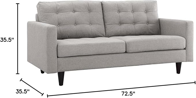Modway EEI-1547-LGR Empress Mid-Century Modern Upholstered Fabric Loveseat In Light Gray