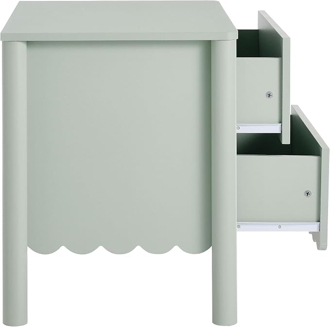 Modway Emmeline Scalloped 2-Drawer Nightstand in Sage - Image 7