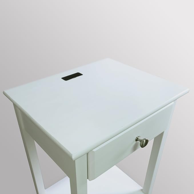 Casual Home Owl White Night Stand with USB Port , 17.5 in x 14.25 in x 24.5 in (W x L x H) - Image 9