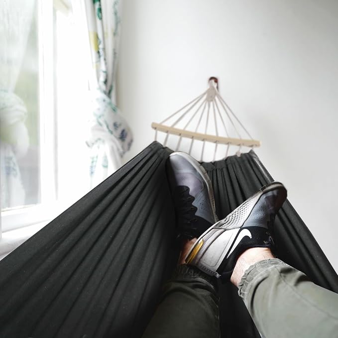 Anyoo Garden Cotton Hammock Comfortable Fabric Hammock with Spreader Bar Sturdy Hammocks Up to 450lbs Portable Lightweight Hammocks with Travel Bag for Camping Outdoor/Indoor Patio Backyard - Image 7