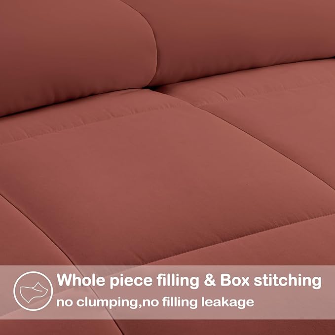 EASELAND Oversized King Down Alternative Comforter - Quilted Duvet Insert for All Seasons, Soft Lightweight with Corner Tabs, Summer Winter Warm Bedding, Terracotta 98x116 Inches