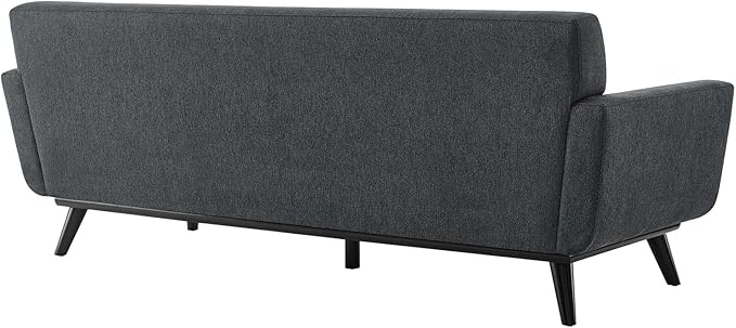 Modway Engage Mid-Century Modern Herringbone Fabric Sofa in Charcoal