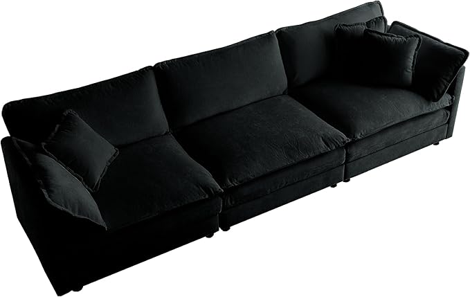 ERYE L-Shaped Sectional Sofa Modern Deep Seat Reversible Chaise Sofa&Couch with Movable Ottoman and 5 Pillows, Modular Sleeper Upholstered Couch for Living Room, Apartment, Studio, Office