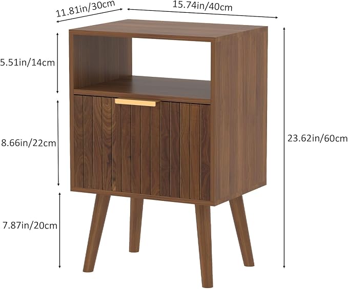 Aenuert Nightstand, 2-Tier Night Stand with Drawer, Wooden Bedside Table for Bedroom Study Room Small Spaces, Rustic Brown - Image 2