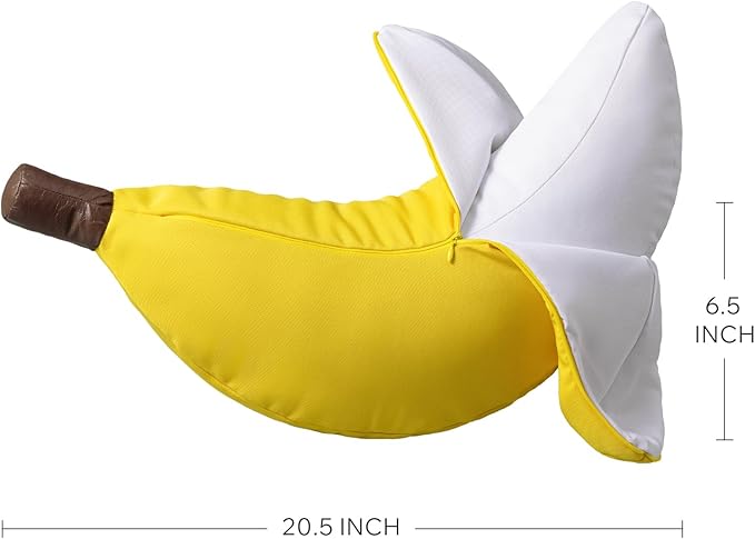 Phantoscope Fruit Outdoor Shaped Pillow Series Banana Shaped Waterproof Outdoor Throw Pillow with Leather Decorative, Cushions for Fun Home Decor for Patio, Pool, Yellow, 20.5 x 6.5 inches