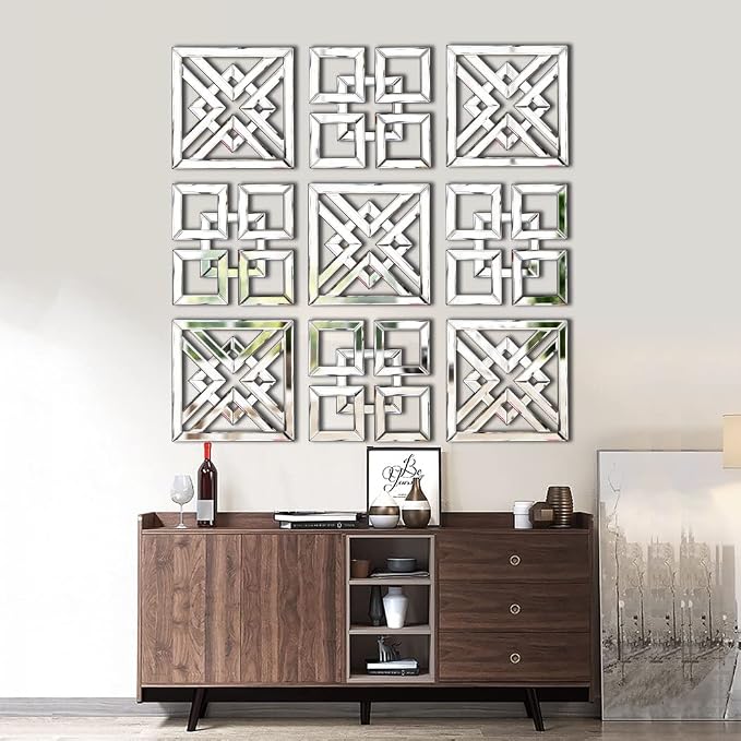 QMDECOR Square Mirrored Wall Decor Decorative Mirror 12x12 inches Modern Fashion DIY Silver Wall-Mounted Mirrors - Image 5