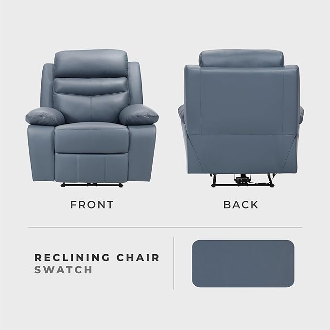 Lexicon Recliner Chair Living Room Leather Match Reclining Sofa Chair, Home Theater Seating, Wall Hugger Recliner, Power Recliner Sofa Chair for Living Room/Office/Apartment, Blue