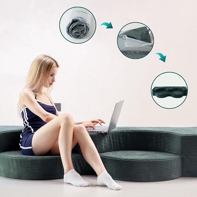 75" Folding Sofa Bed Convertible Futon, Twin Size Sleeper Couch, Washable Velvet Corduroy Cover & High-Density Foam, 2-in-1 Floor Mattress, No Assembly for Living Room/Dorm Green