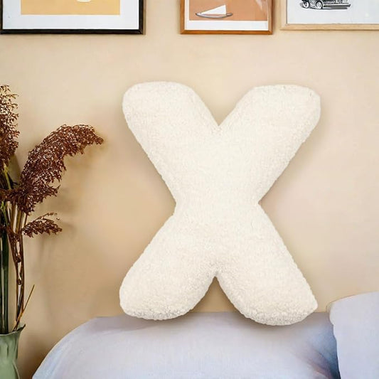 Letter Plush Pillow, Letter Hugging Throw Pillows, Decorative Initial Letter Shaped Throw Pillows for Bed Couch, Letter Pillows English Alphabet A to Z for Sofa Bedroom Living Room Decor (X)