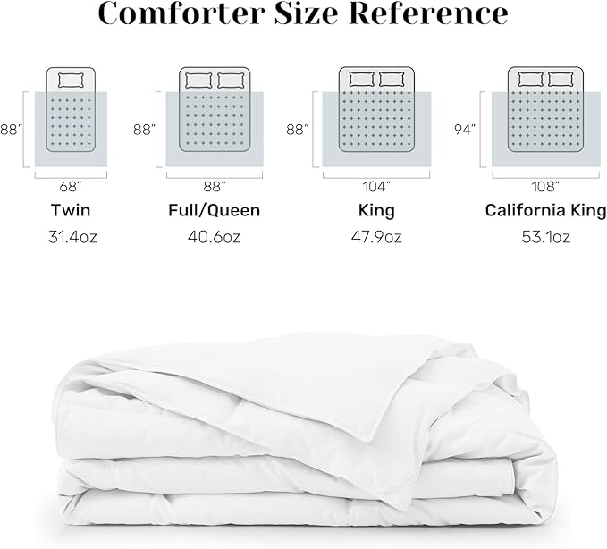 Joysoul Goose Feathers Fiber Comforter - Lightweight Ultra Soft Fabric Cover Breathable White Down Feather Fill, California King Size Duvet Insert (108" X 94")