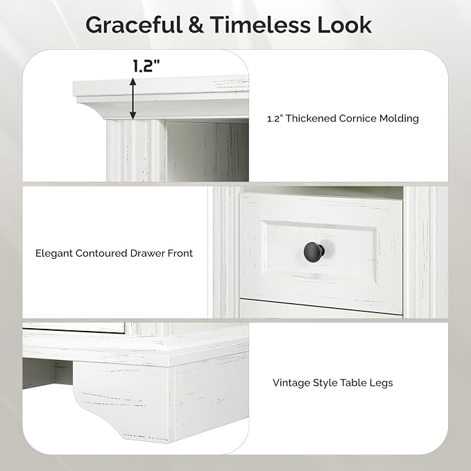 VINGLI White Nightstand with Charging Station, Wood Bedside Table with Drawers, End Table, 15.74" W x 13.78" D x 23.62" H - Image 4