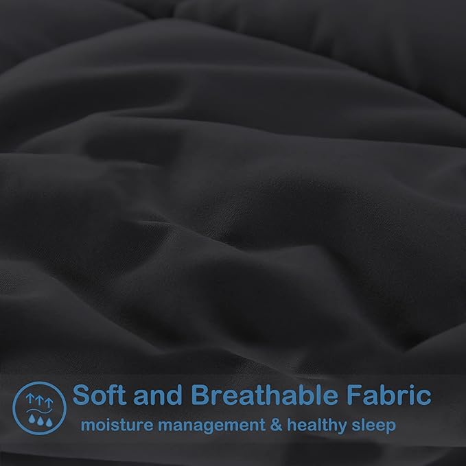 MAPLE DOWN Soft Oversize King Size Comforter Duvet Insert-Down Alternative Comforter with Corner Tabs-Lightweight Fluffy Breathable Machine Washable (Black,110“x98”)